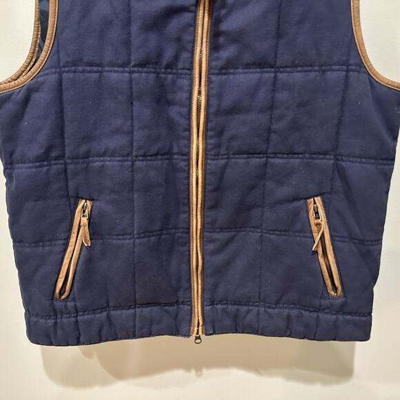 Alan Paine Vest Mens XL Country leather trim Cotton Full Zip Quilted countryside - Picture 3 of 7